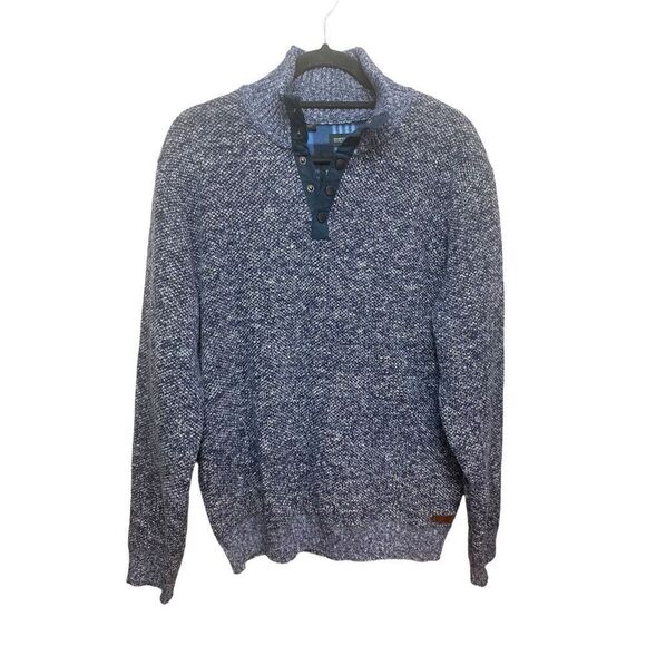 Buffalo David Bitton Mens Blue Gray Weebery Slubbed Button Up Sweater Size Large - Picture 1 of 8